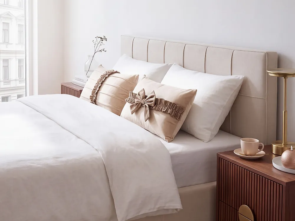 Set of 2 Decorative Cushions BELLE 30 x 50 cm Velvet Light Beige Solid_1168729
