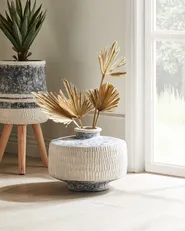 Wazon na kwiaty DEKSATI 32 cm Ceramika Beżowy_937033