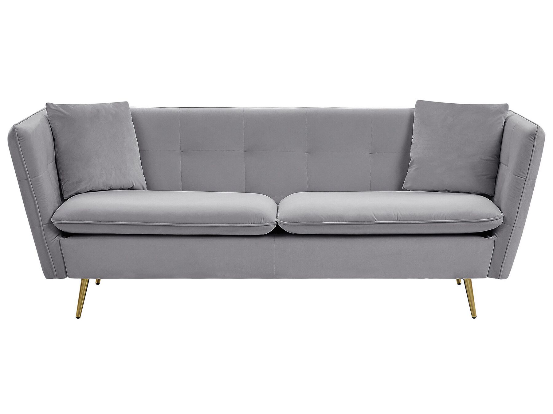 3-Sitzer Sofa Samtstoff grau mit goldenen Beinen FREDERICA_766888