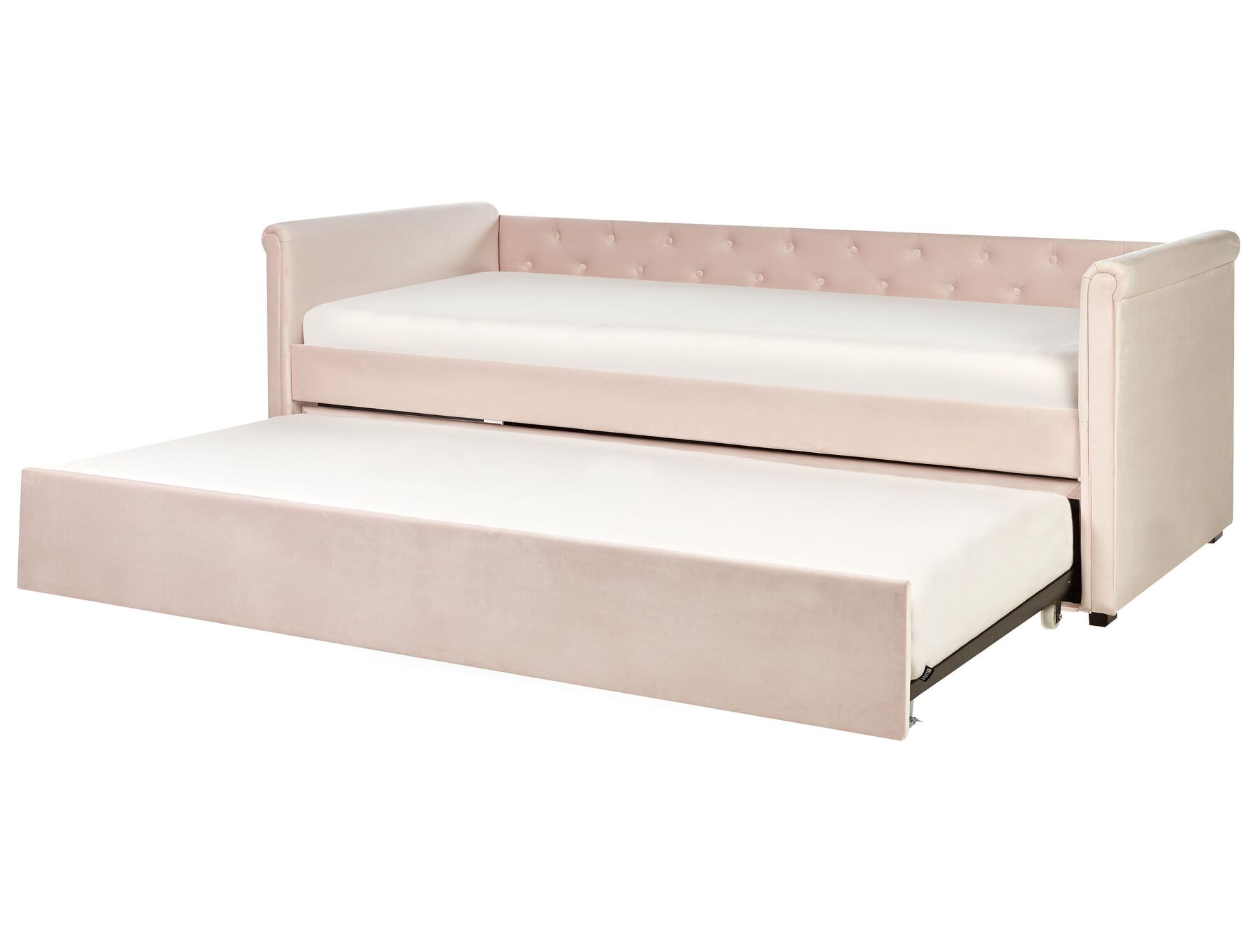Rozkladacia zamatová posteľ 90 x 200 cm pastelová ružová LIBOURNE_909773
