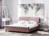 Růžová čalouněná manželská postel Chesterfield 180x200 cm AVALLON_694714