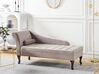 Chaise longue côté gauche en velours taupe avec rangement PESSAC_881741