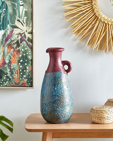 Terracotta Decorative Vase 40 cm Blue and Brown VELIA