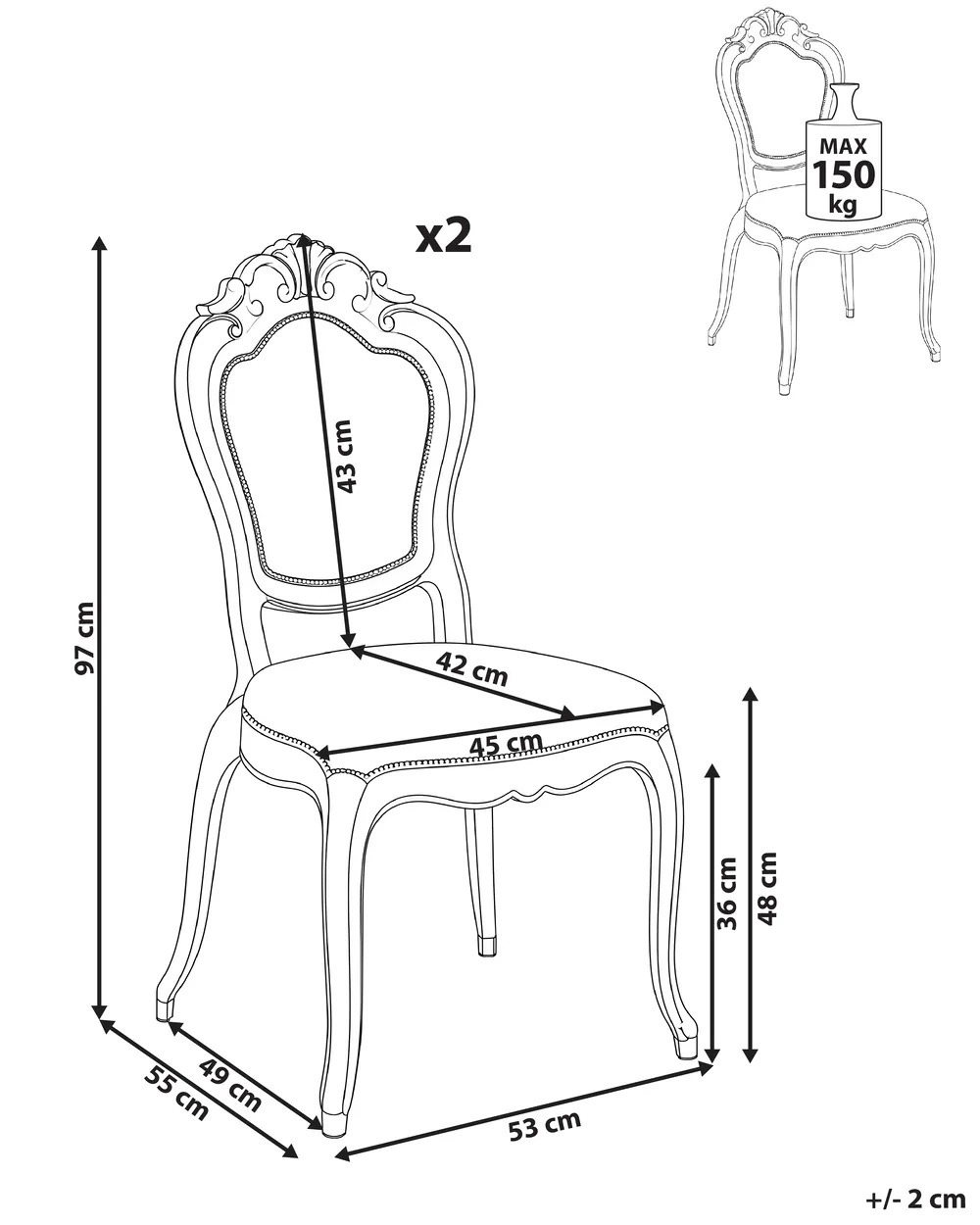 Set of 2 Dining Chairs VERMONT Transparent_1094025