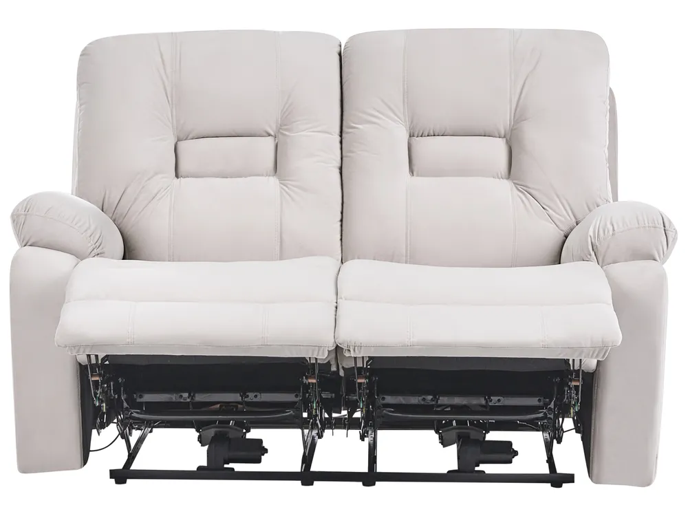 Electric Recliner Living Room Set 6 Seater BERGEN with USB Port Velvet Light Beige_1064826