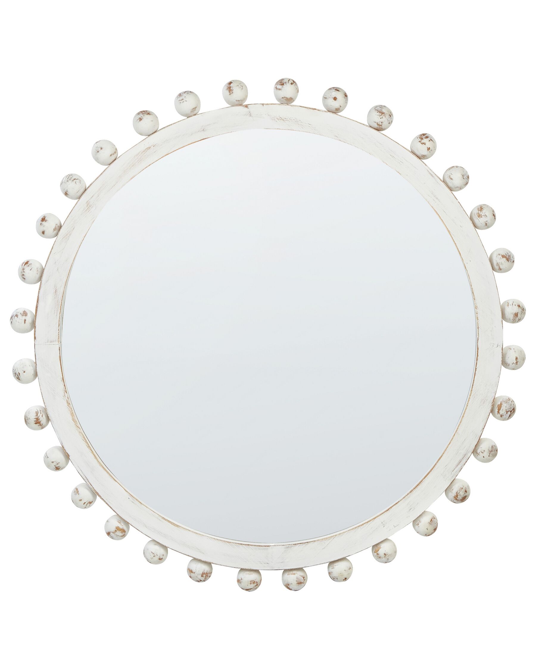 Wooden Round Wall Mirror ⌀ 71 cm White TAZILLY_923546