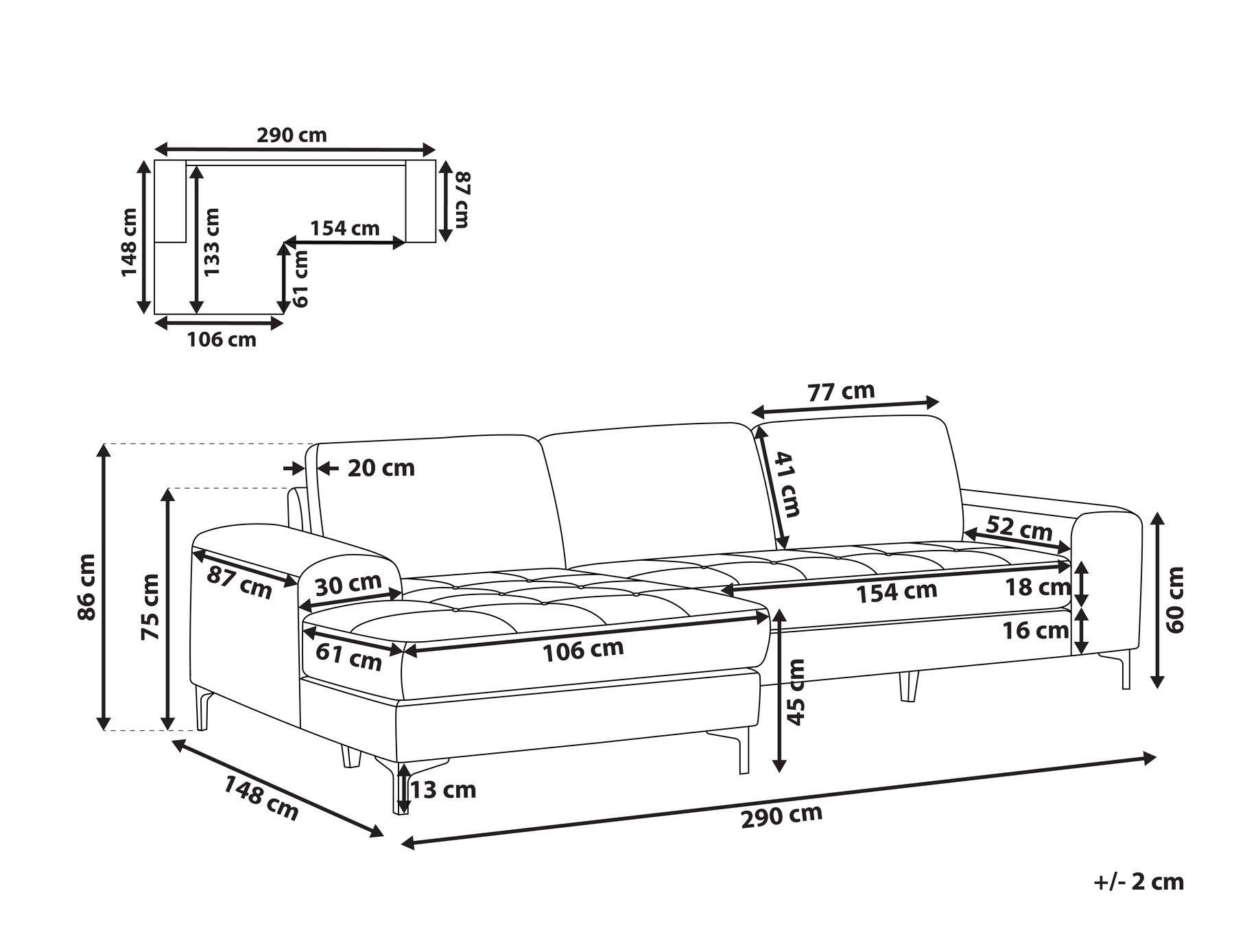 Right Hand Velvet Corner Sofa Light Beige KIRUNA_958034