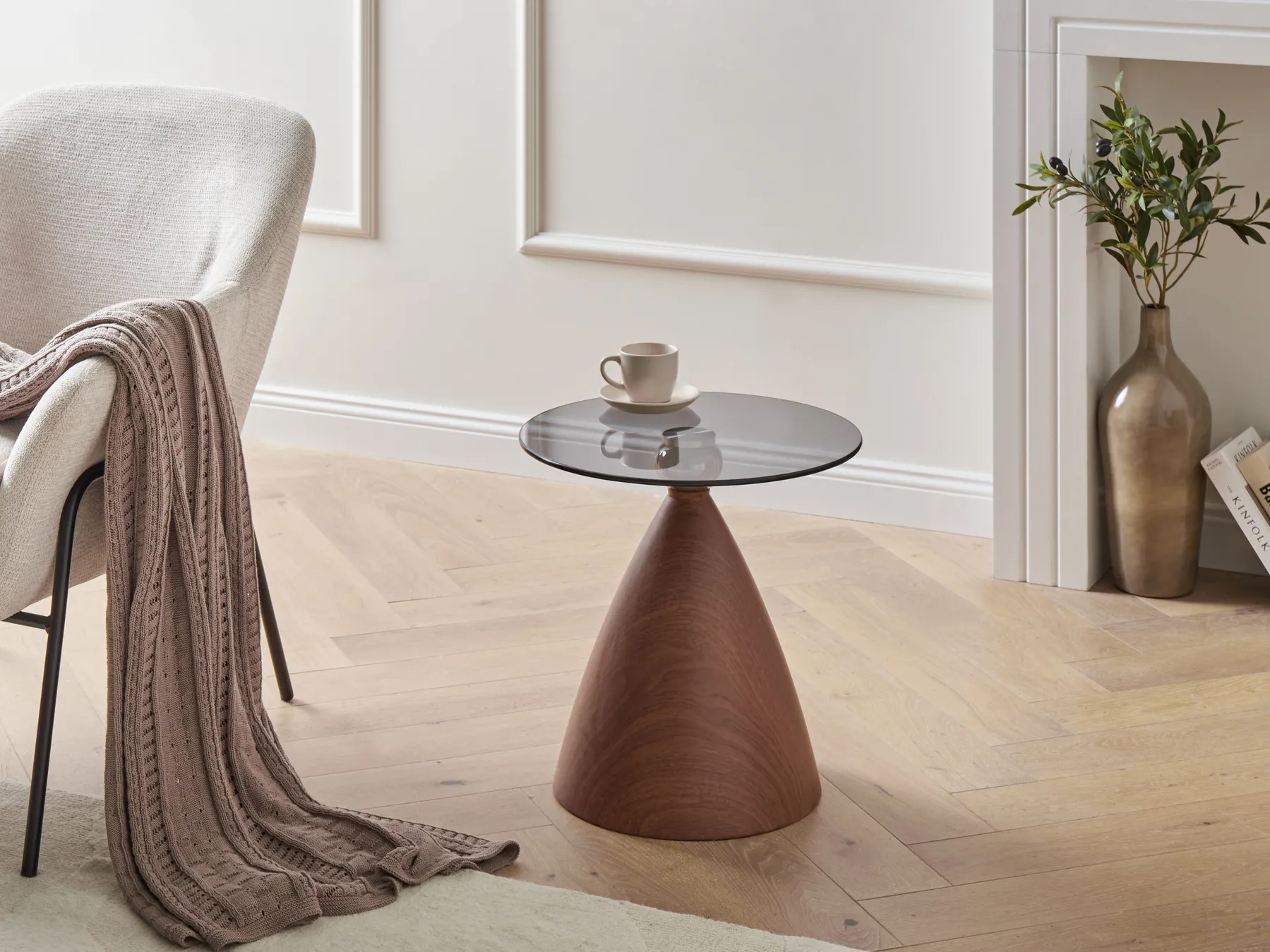 Side Table CORELLA Tempered Glass Brown/ Black_1006701