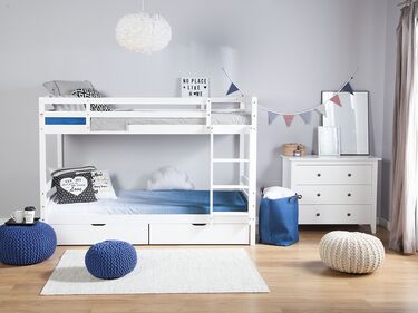 Wooden EU Single Size Bunk Bed with Storage White REGAT