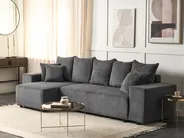 Corner Sofa Bed 3 Seater LUSPA with Storage Corduroy Dark Grey Right Hand_898720