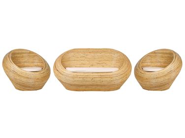 3 Seater Rattan Garden Sofa Natural FORLI | Beliani.co.uk