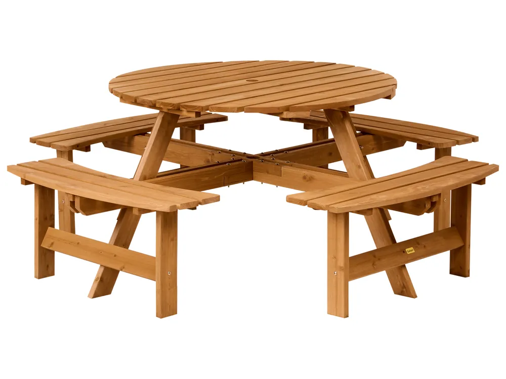 Picnic Table with Benches CAPARCOTTA Fir Wood Light Brown