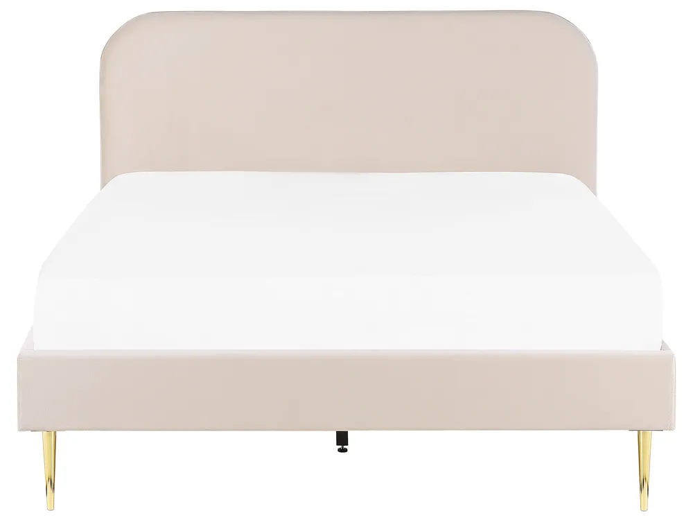 Bed Velvet FLAYAT 160 x 200 cm (EU King Size) Light Beige_834184