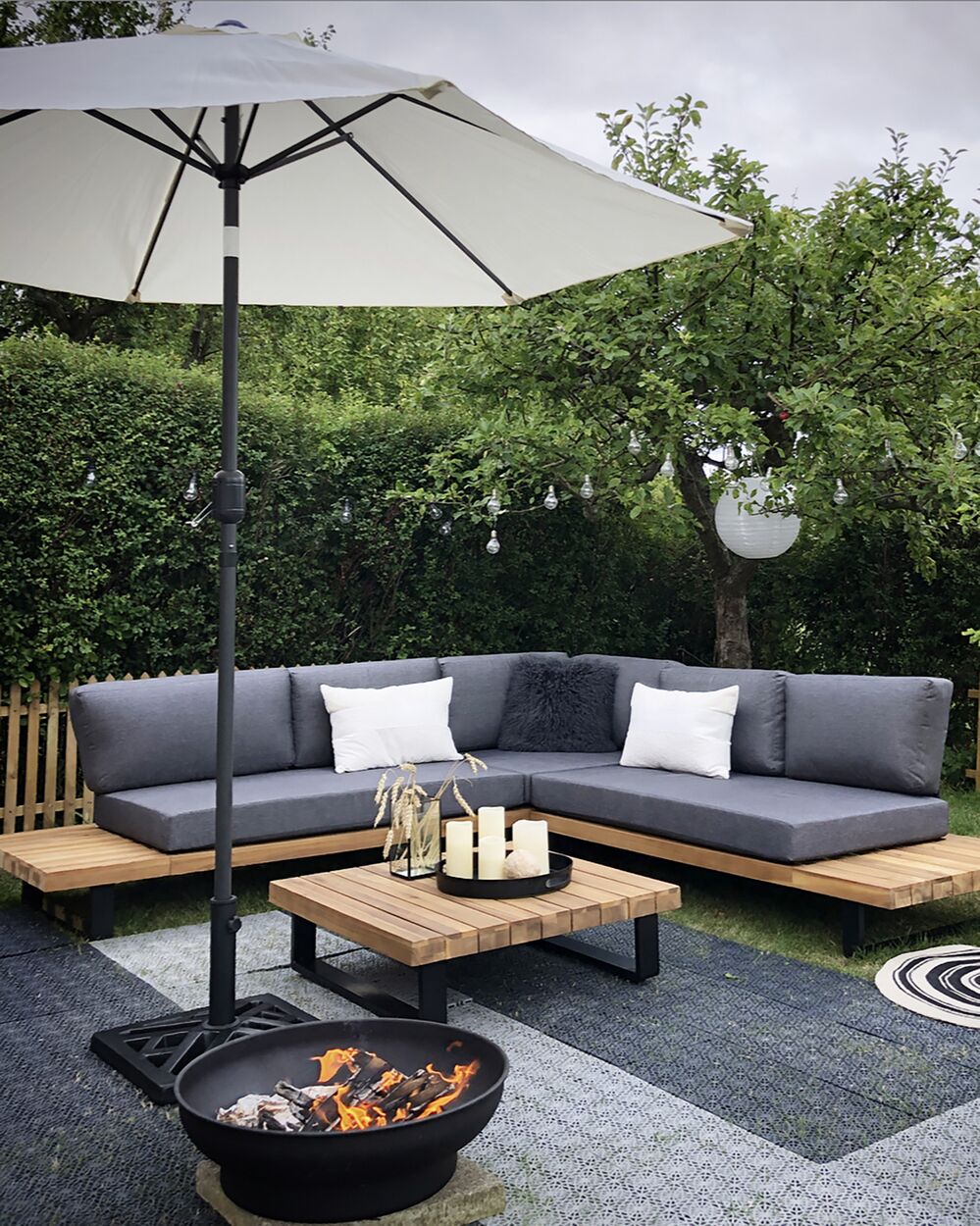 Umbrella Black Corner Garden Furniture Giardino Santorini Seat