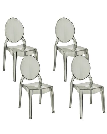 Lot de 4 chaises de salle à manger noires transparentes MERTON