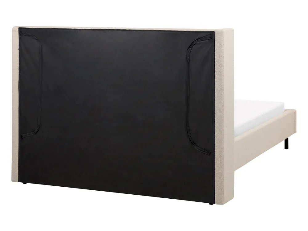 Lit avec sommier Bouclé VILLETTE 140 x 200 cm Beige_882669