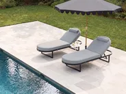 Sun Lounger with Cushion RONCOLO Metal Grey_1116677