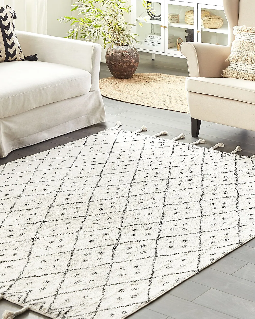 Tappeto AGADIR Bianco sporco 160 x 230 cm Cotone_1178961