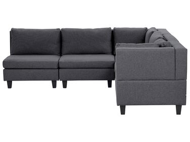 5 Seater Left Hand Modular Fabric Corner Sofa Dark Grey UNSTAD