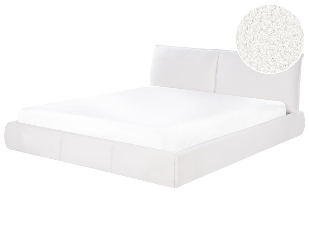 Letto Bouclé VINAY 180 x 200 cm Bianco