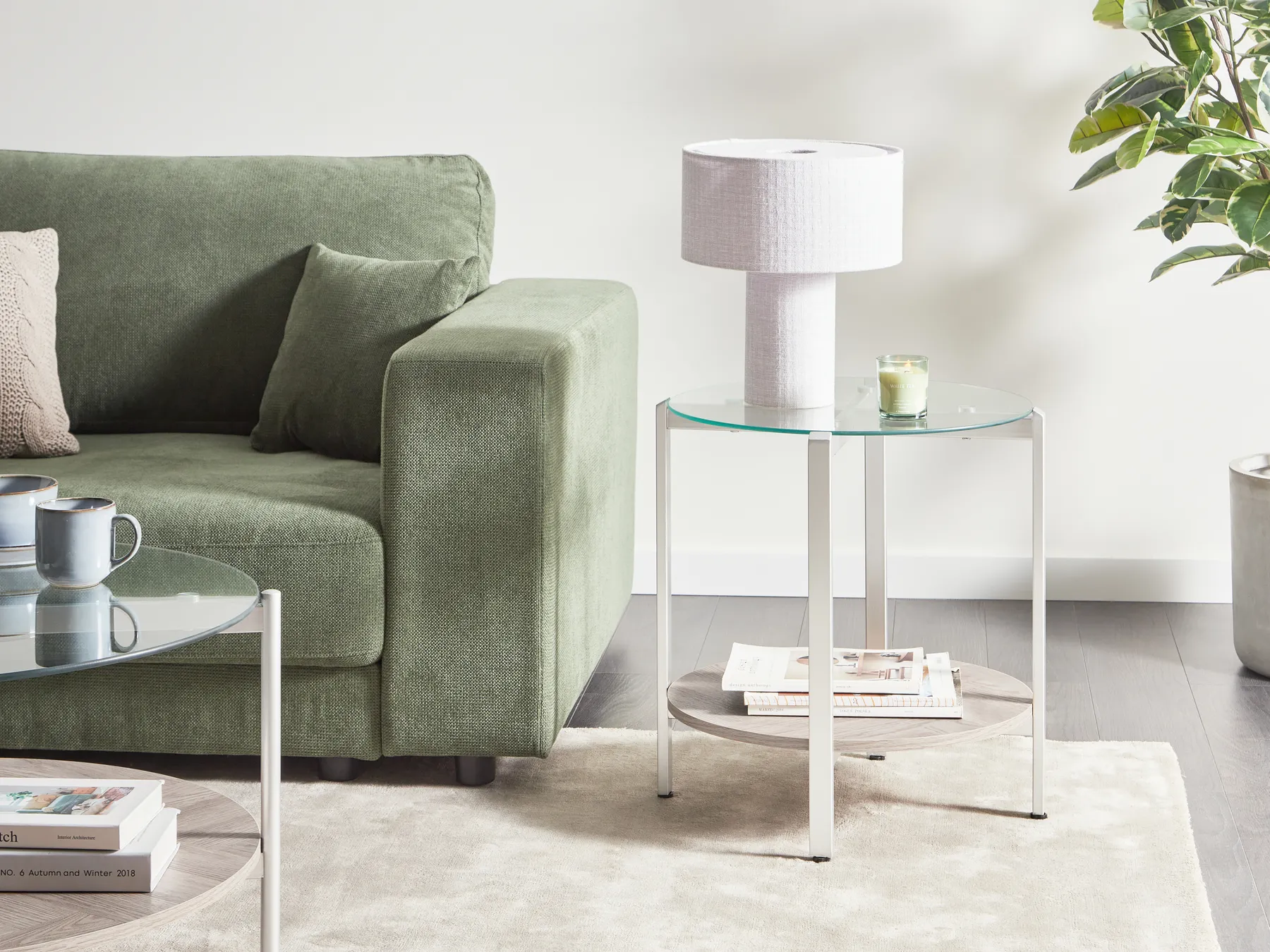 Side Table LOVELL Tempered Glass Silver_937299