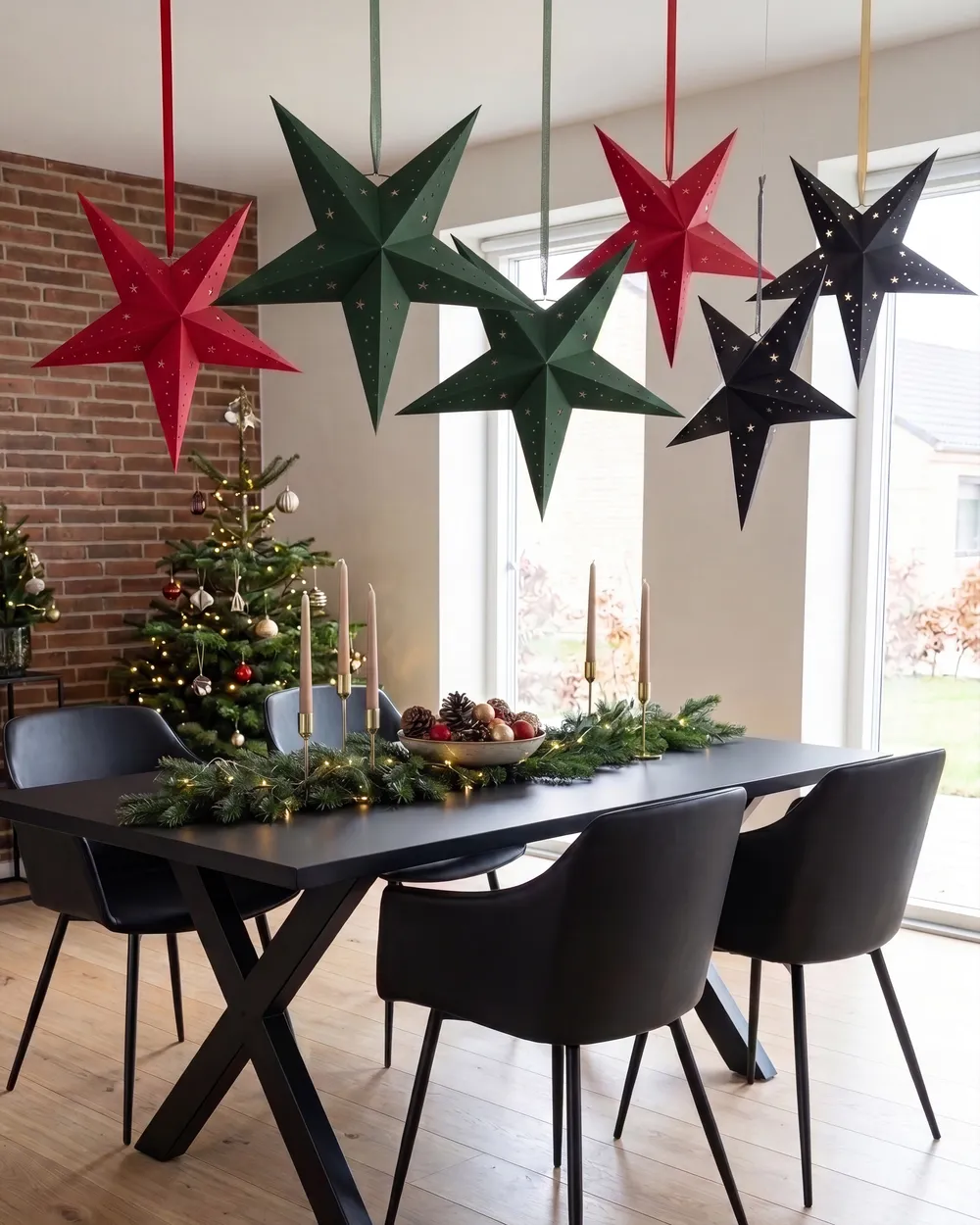 Zestaw 2 dekoracji wiszących LED MOTTI 45 cm Gwiazda Szmaragdowy_1117166