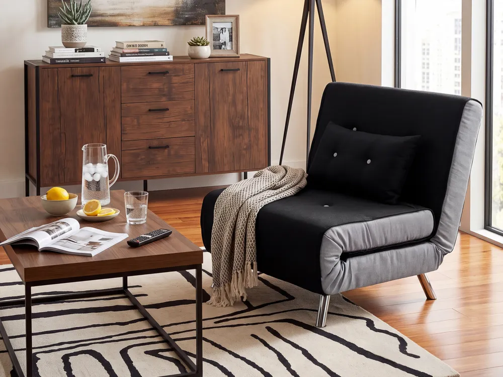 1-Sitzer Schlafsofa FARRIS Stoff Schwarz_1149422