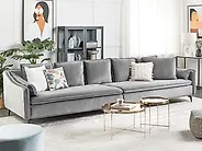Sofa 4 Seater AURE Velvet Light Grey_1185832