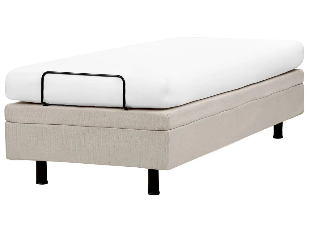 Adjustable Bed without Headboard Fabric DUKE II 80 x 200 cm (EU Small Single) Light Beige_952169