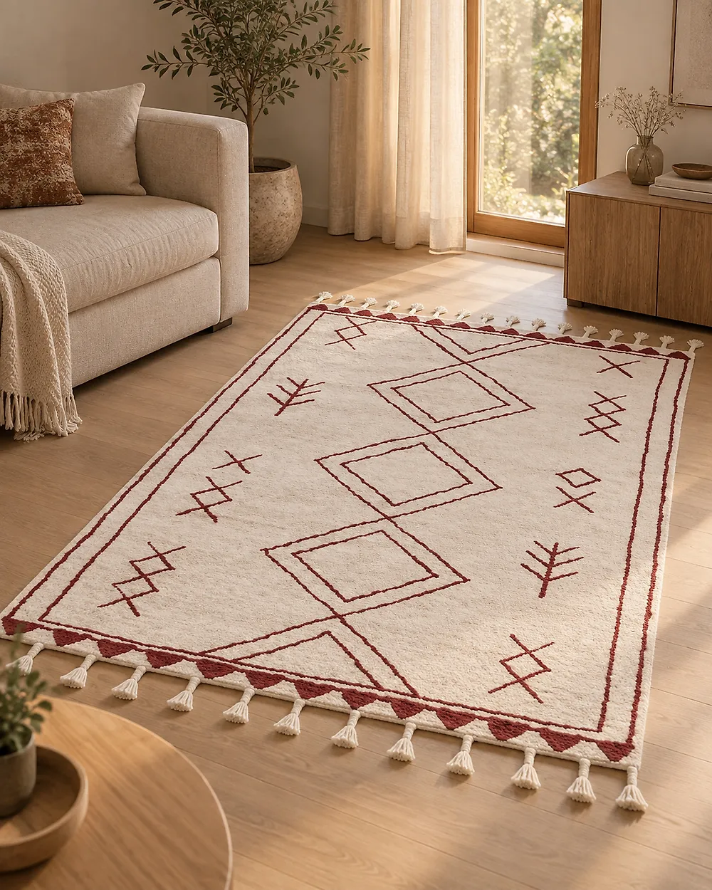 Teppich KENITRA Cremeweiss 160 x 230 cm Baumwolle