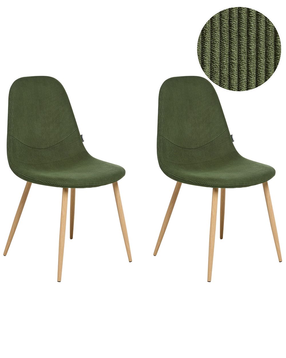 Conjunto de 2 cadeiras de jantar HILDEN Bombazine Verde