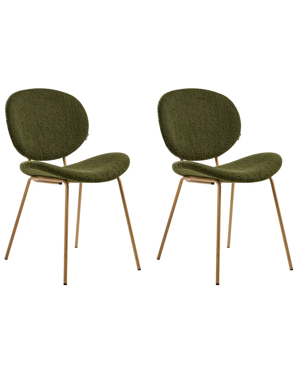 Set of 2 Dining Chairs LUANA Boucle Dark Green_1026858
