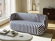 Sofa 3 Seater MELLOSA Fabric Off-White/Blue_1195068