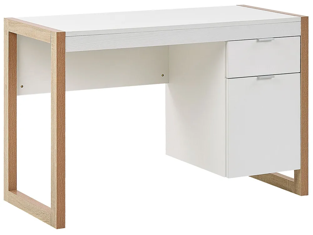 Biurko JOHNSON 112 cm 50 cm ze schowkiem Brązowy/ biały