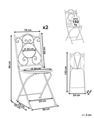 Set di 2 sedie da giardino COZZANA Metallo Nero_919821