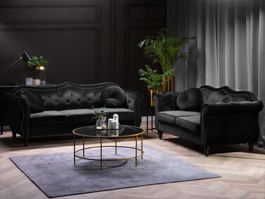 2-seters sofa plus 3-seters sofa fløyel svart SKIEN