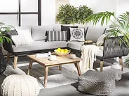 Garden Corner Sofa with Table 5 Seater ALCAMO Acacia Wood Black Left Hand_1173905