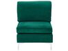 Canapé angle modulable côté gauche en velours vert 6 places avec pouf EVJA_789861