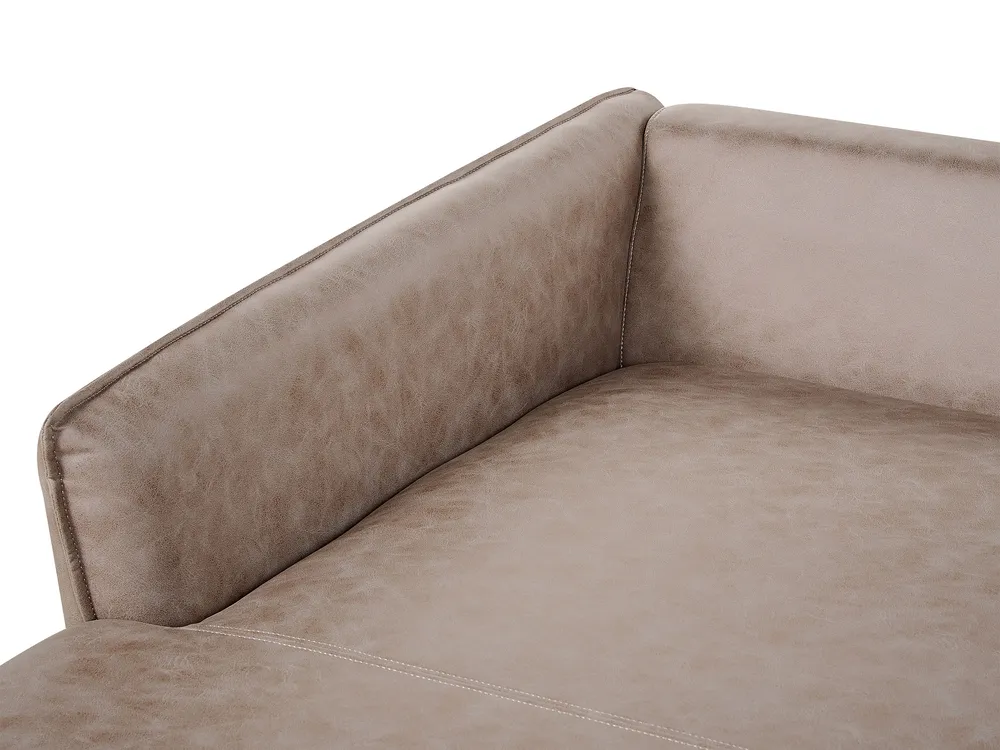 Corner Sofa 3 Seater GALLO Faux Suede Light Brown Right Hand_929108