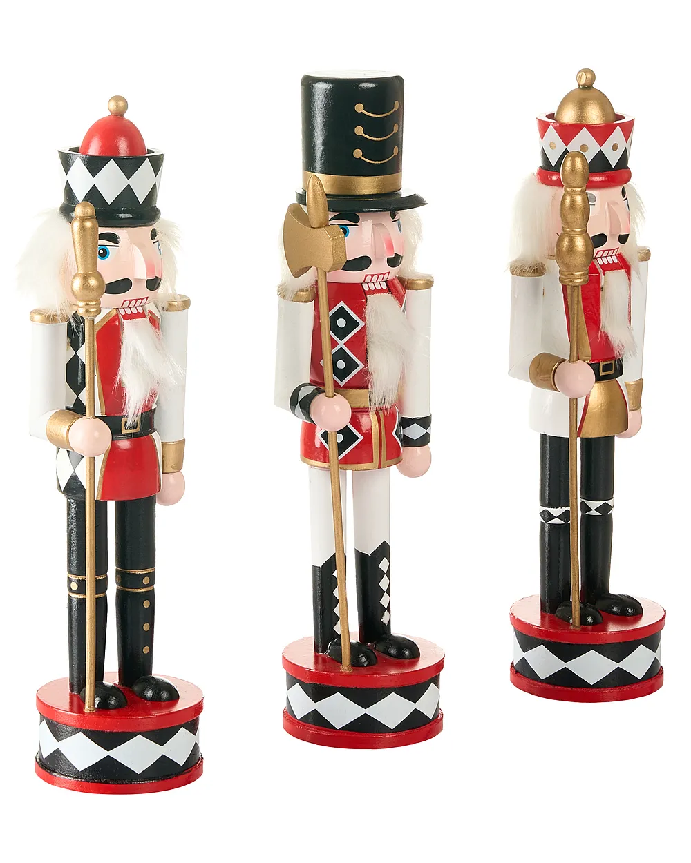 Conjunto de 3 figuras RICKLEAN 30 cm Cascanueces Rojo/Blanco