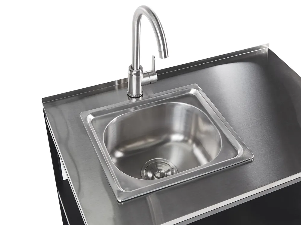 Outdoor Kitchen Island with Sink VILAMA Metal Black