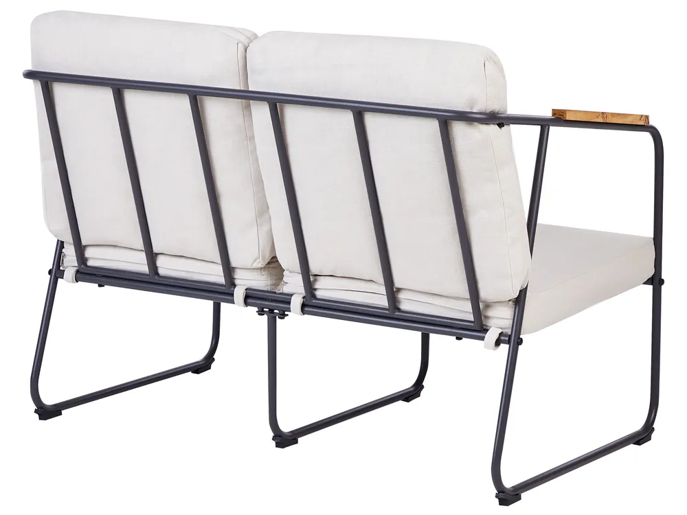 Garden Lounge Set with Table 4 Seater VEZZANA Metal Light Beige_931093