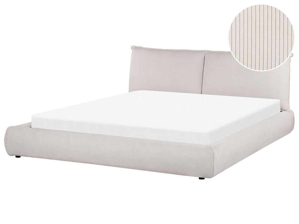 Letto ad acqua Velluto a coste VINAY 180 x 200 cm Beige chiaro