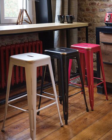 Set of 2 Steel  Stools 76 cm Black with Gold CABRILLO