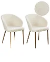 Conjunto de 2 sillas de comedor MASON Bouclé Blanco crema/Marrón claro