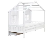 Kids Bed with Drawers House Pine Wood TRAPPES 90 x 200 cm (EU Single) White_988965