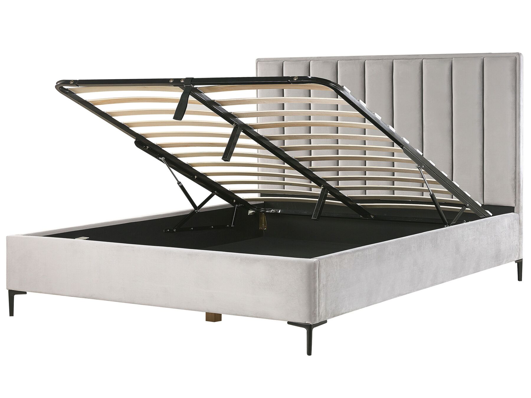 Sametová postel s úložným prostorem 180 x 200 cm šedá SEZANNE_799871