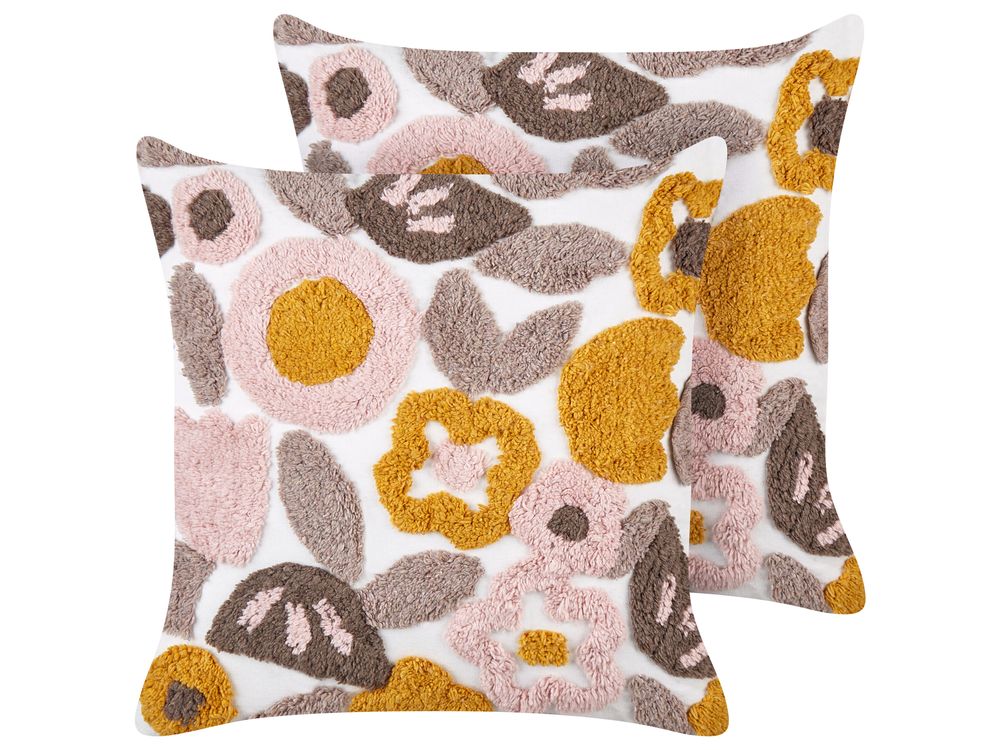 Conjunto de 2 cojines decorativos KANDIARO 45 x 45 cm Algodón Multicolor Patrón floral