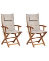 Lot de 2 chaises de jardin avec coussins taupe MAUI II_926484