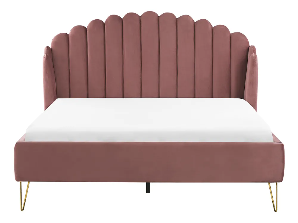Bett mit Lattenrost Samtstoff AMBILLOU 160 x 200 cm Rosa_819213